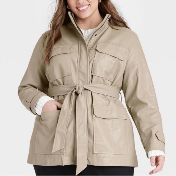 A New Day Anorak Faux Leather Jacket with Belt Women’s Size XXL NWT! - Picture 1 of 12